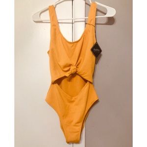 Yellow cut out swimsuit
